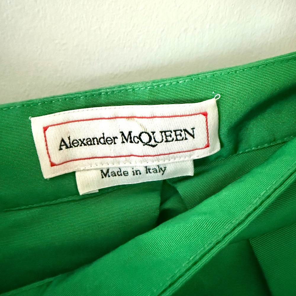 Alexander McQueen Green Gathered Polyfaille Midi Skirt - Size IT 38/US 2 - Picture 4 of 10
